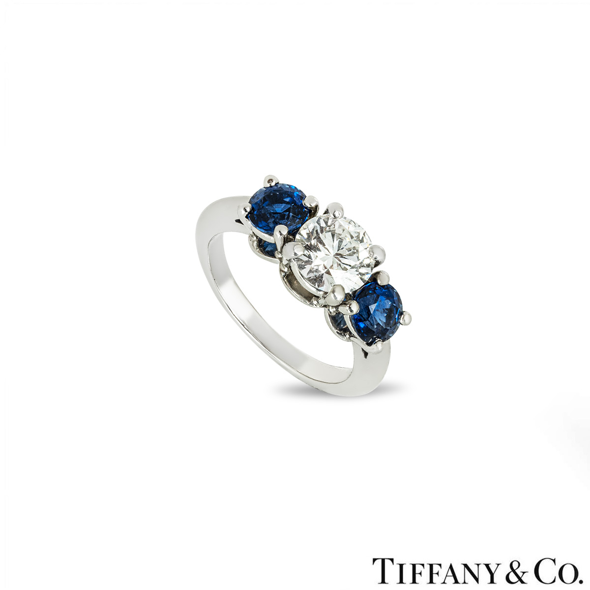 Tiffany & Co. Platinum Diamond and Sapphire Ring 1.06ct E/VS1 Tiffany & Co. Platinum Diamond and Sapphire Ring 1.06ct E/VS1